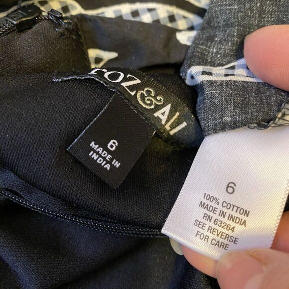 Y2K Dress Sz 6/S Black White Whimsigoth Key Hole Halter Midi Leafy Hippie Party - Picture 4 of 11